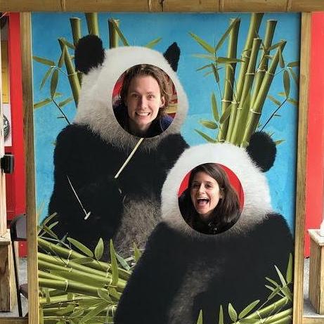 Nikki's two loves - Dave and Pandas!