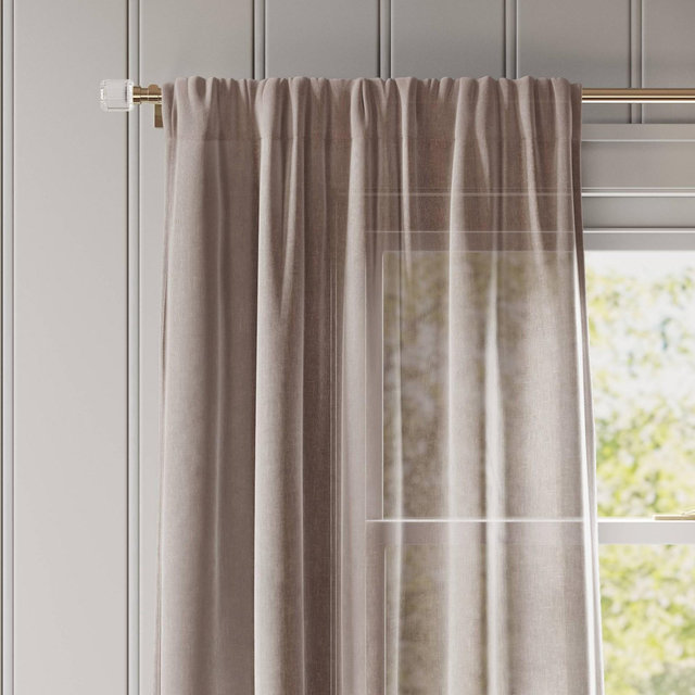 54"x84" Light Filtering Textural Sheer Curtain Panel Brown - Threshold™