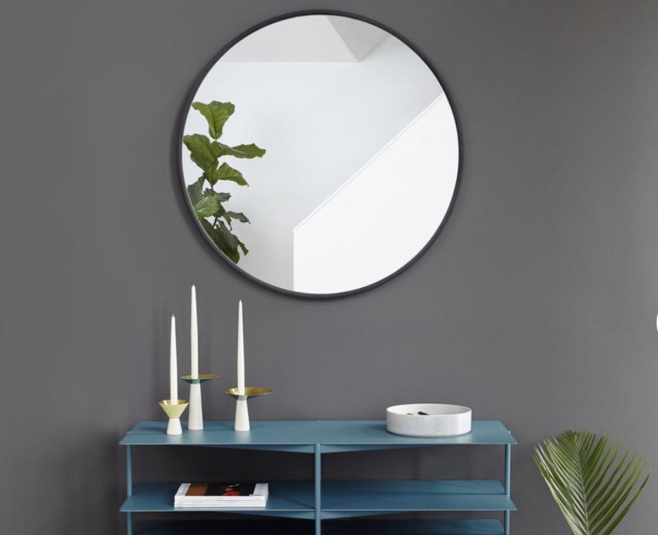 Black 37” Umbra Hub Wall Mirror With Rubber Frame