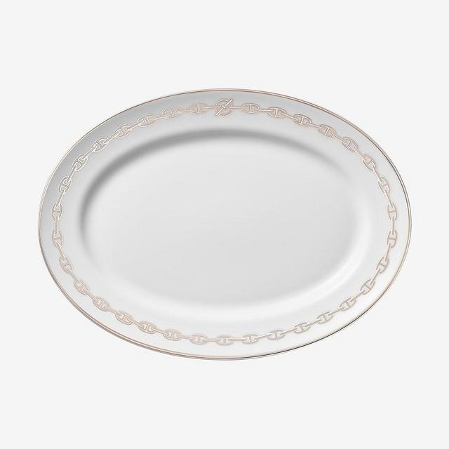 Hermes Chaine d'Ancre Platinum Oval Platter