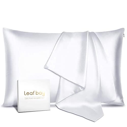 100% Pure Mulberry Silk Pillowcase for Hair & Skin - Allergen Proof Dual Sides 600 Thread Count Silk Bed Pillow Cases with Hidden Zipper,1 Pack Standard Size