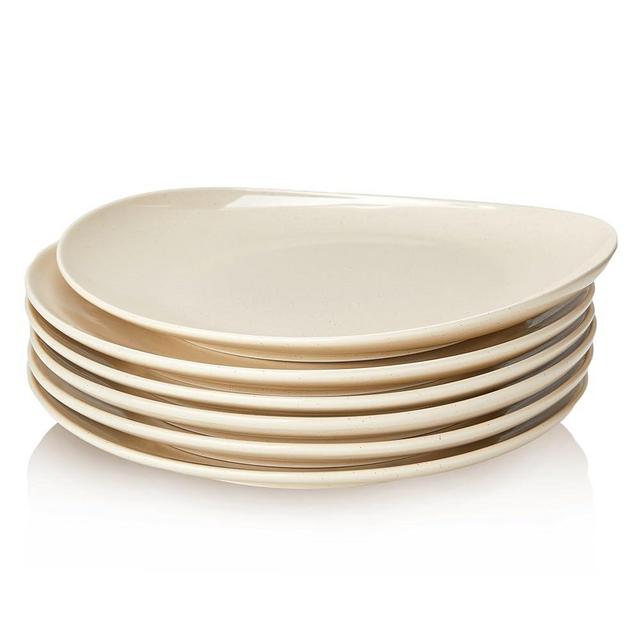 Sweese Porcelain 11 Inch Dinner Plates Set of 6 - Beige Dinner Plates - Dishwasher, Microwave, Oven Safe, Scratch Resistant