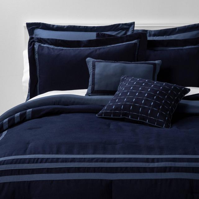 Queen 8pc Sanford Comforter Set Navy/Blue - Threshold™