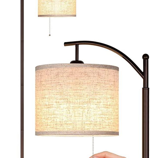 JOOFO Floor Lamp, Living Room Floor Lamps, Reading Standing Light with Hanging Lampshade, 9W LED Light Bulb and 3 Color Temperatures Floor Lamp for Living Room, Bedrooms, Office (Brown)