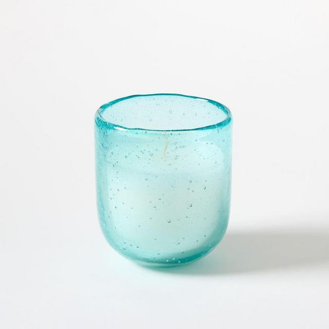 Seaglass Candle Small Candle 1 Wick - Oceanic 7 Oz - 3.5" Glass Blue