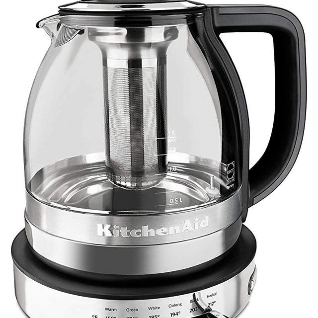 KitchenAid KEK1322SS Electric Glass Tea Kettle, 1.5 L, Stainless Steel