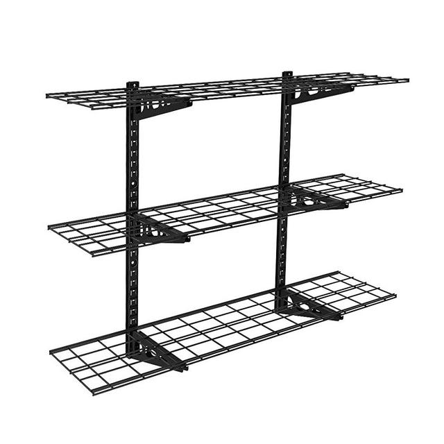 Fleximounts 3-Tier Storage Wall Shelves 1x4ft 12-inch-by-48-inch per Shelf Height Adjustable Floating Shelves (Black)