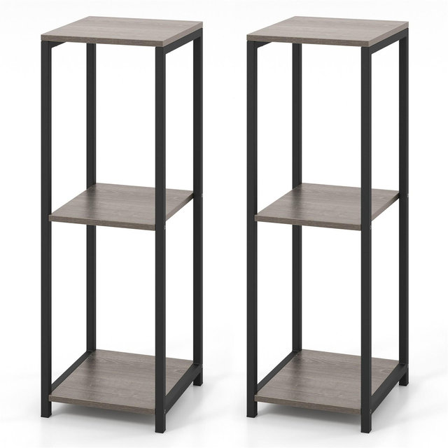Tangkula 2PCS 3 Tier Tall Metal Plant Stand Corner Plant Holder w/ Metal Frame