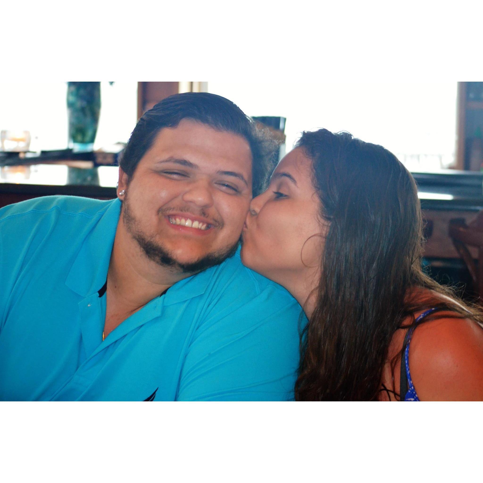After kissing him, Steph whispered to Philip that she was redder than her lobster tail on the table..... oh no....