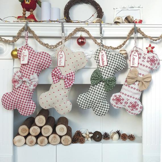 Personalized Dog Bone Christmas Stocking.