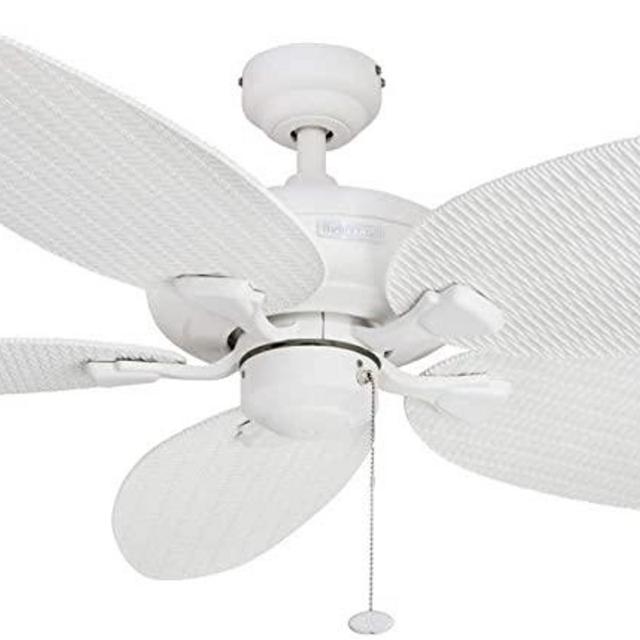 Honeywell Duval 52-Inch Tropical Ceiling Fan, Five Wet-Rated Wicker Blades, Indoor/Outdoor Damp Rated Fan, White