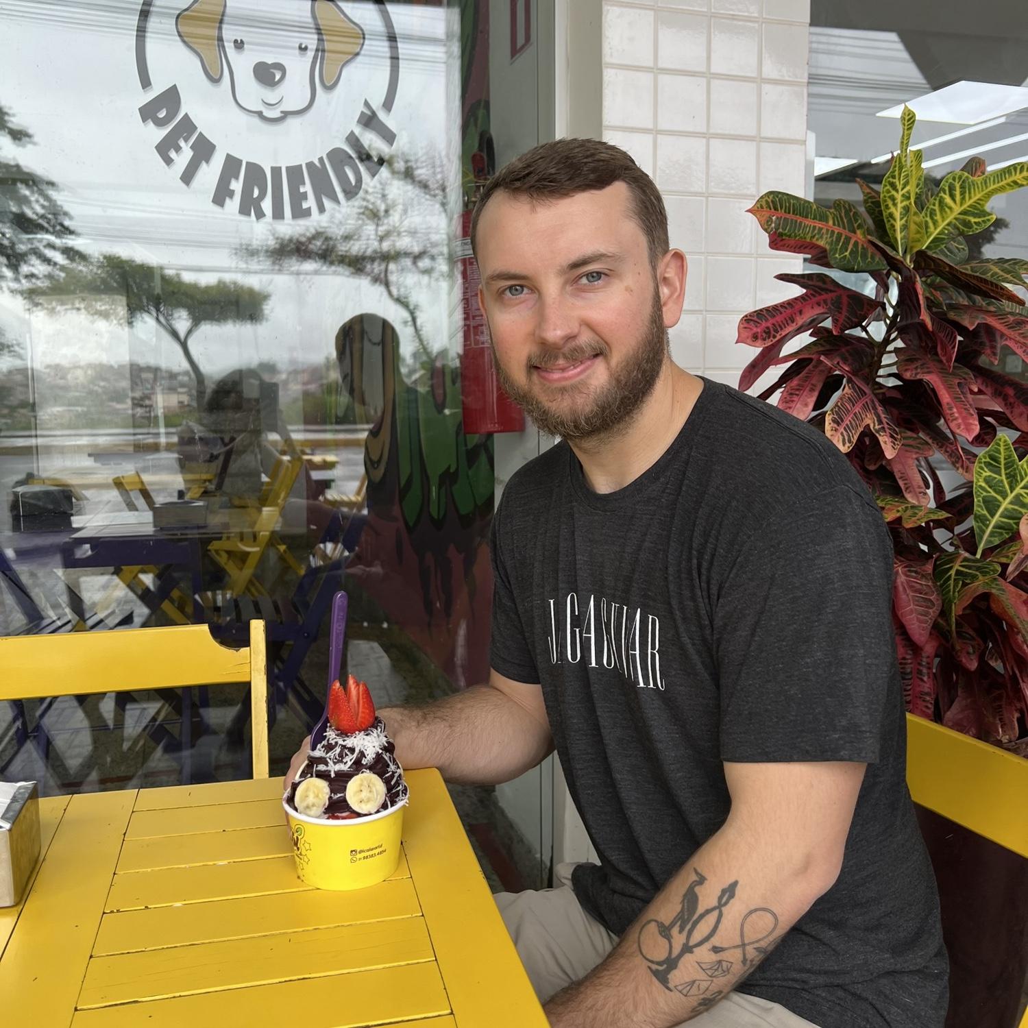 Travis first Brazilian acai!