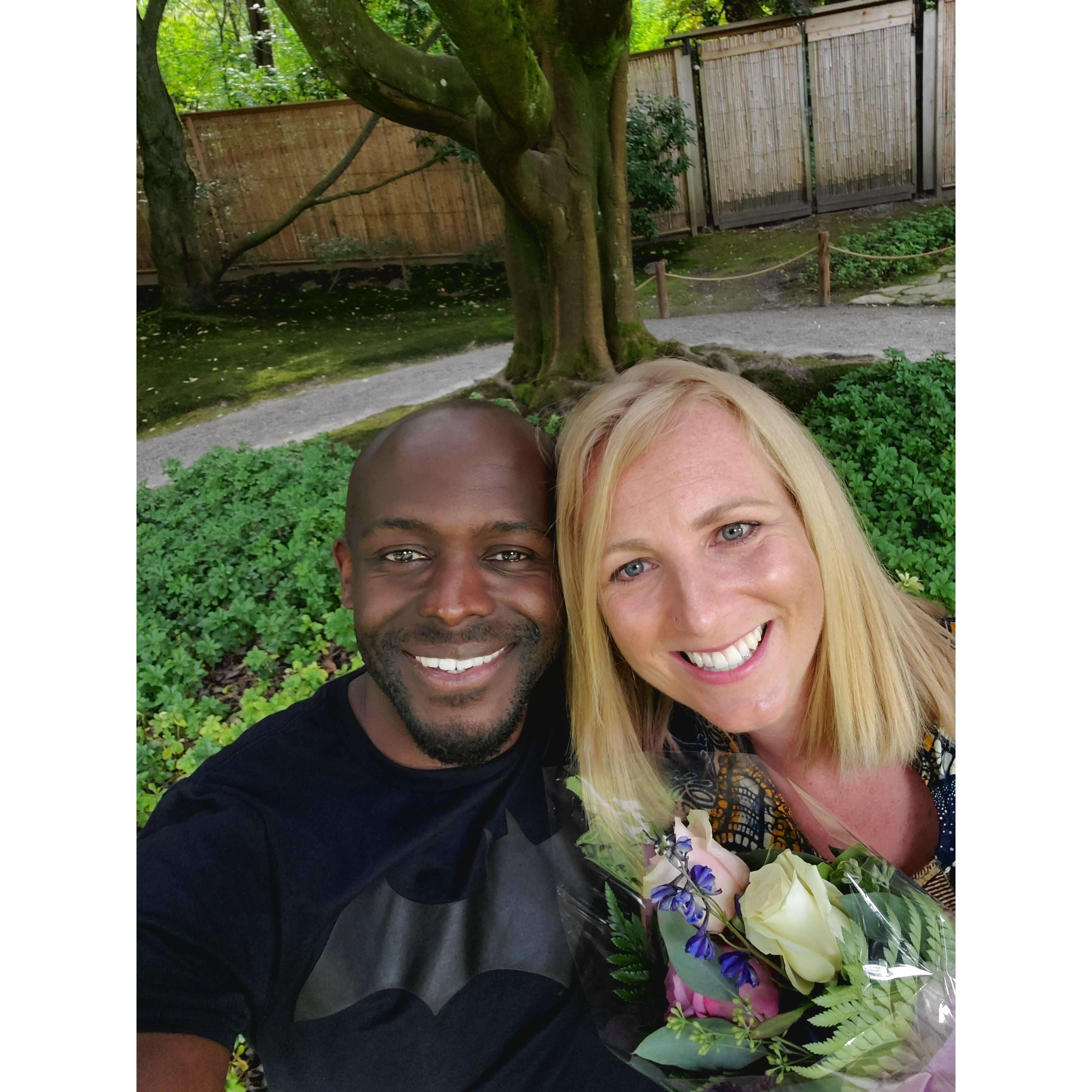 Moments after Chitalu asked Krystel to be his Queen at the Japanese Botantical Garden in Seattle
