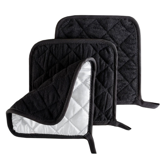 Pot Holder Set, 3 Piece Set Of Heat Resistant Quilted Cotton Pot Holders By Hastings Home