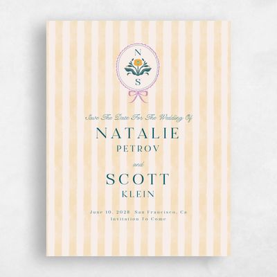 Pale Yellow Wedding Save the Date - Clematide Portrait