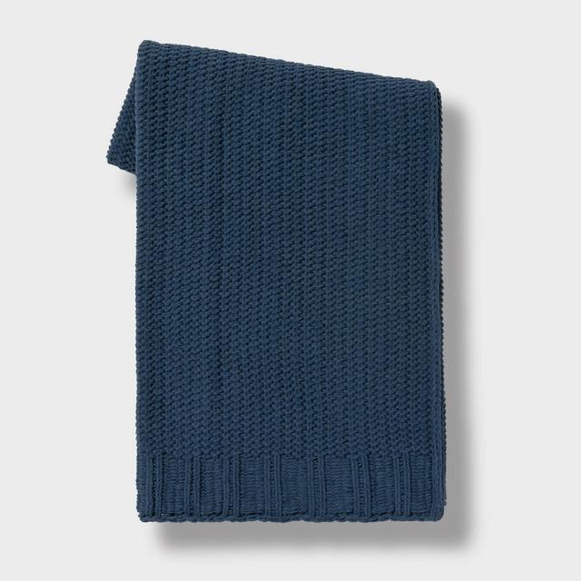 50"x60" Chenille Knit Throw Blanket Blue - Threshold™