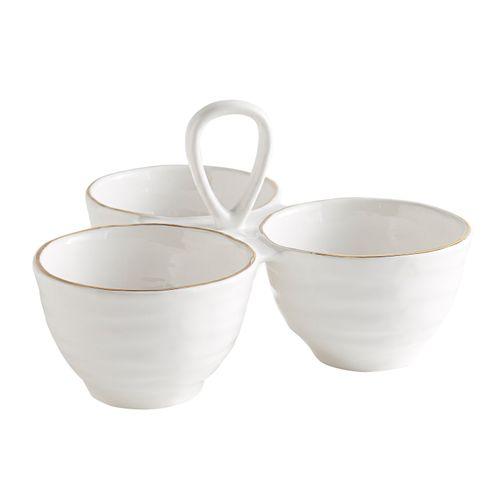 Elegant Gold Rim White Divided Server