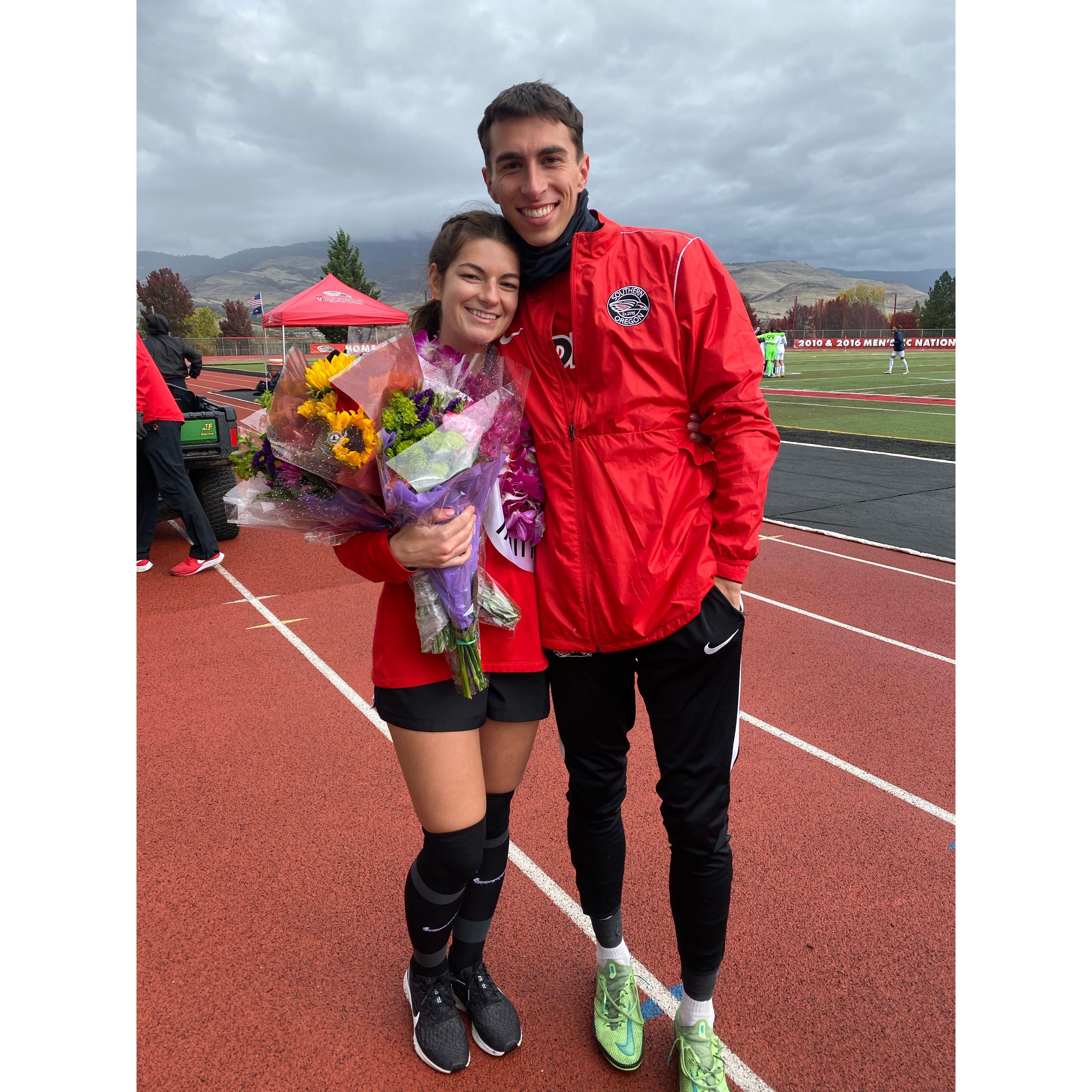 fast forward a couple years... Senior night of soccer (we were secretly hanging out outside of our usual friendship)