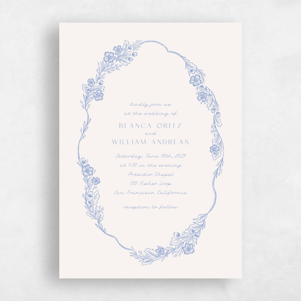 Ariadne Portrait | Periwinkle Gray | Zola Wedding Invitations