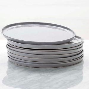 Mercer Grey round Porcelain Dinner Plates, Set of 8 + Reviews | Crate & Barrel