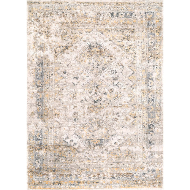 Nuloom Madisson Medallion 8x10 Indoor Area Rug for Living Room Bedroom Dining Room Kitchen, Gold/Ivory