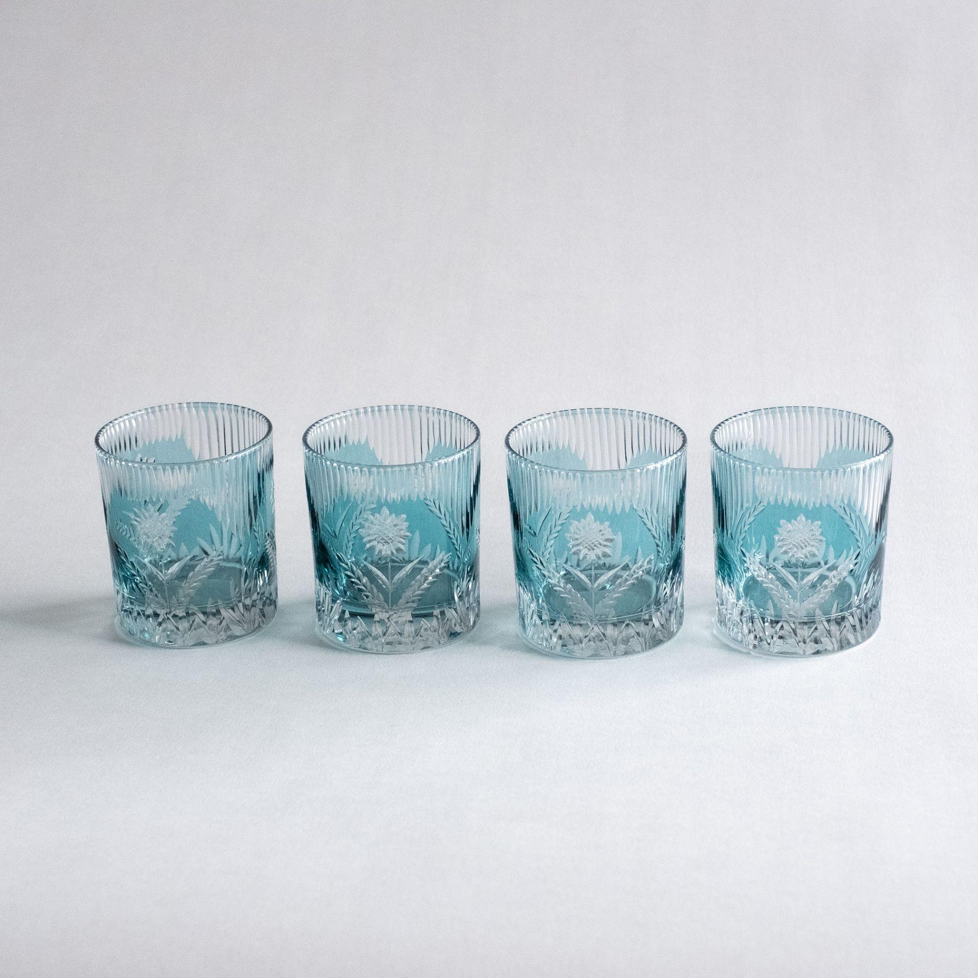 Blossom Antique Cut Double Old Fashioned Glass - Set of 4