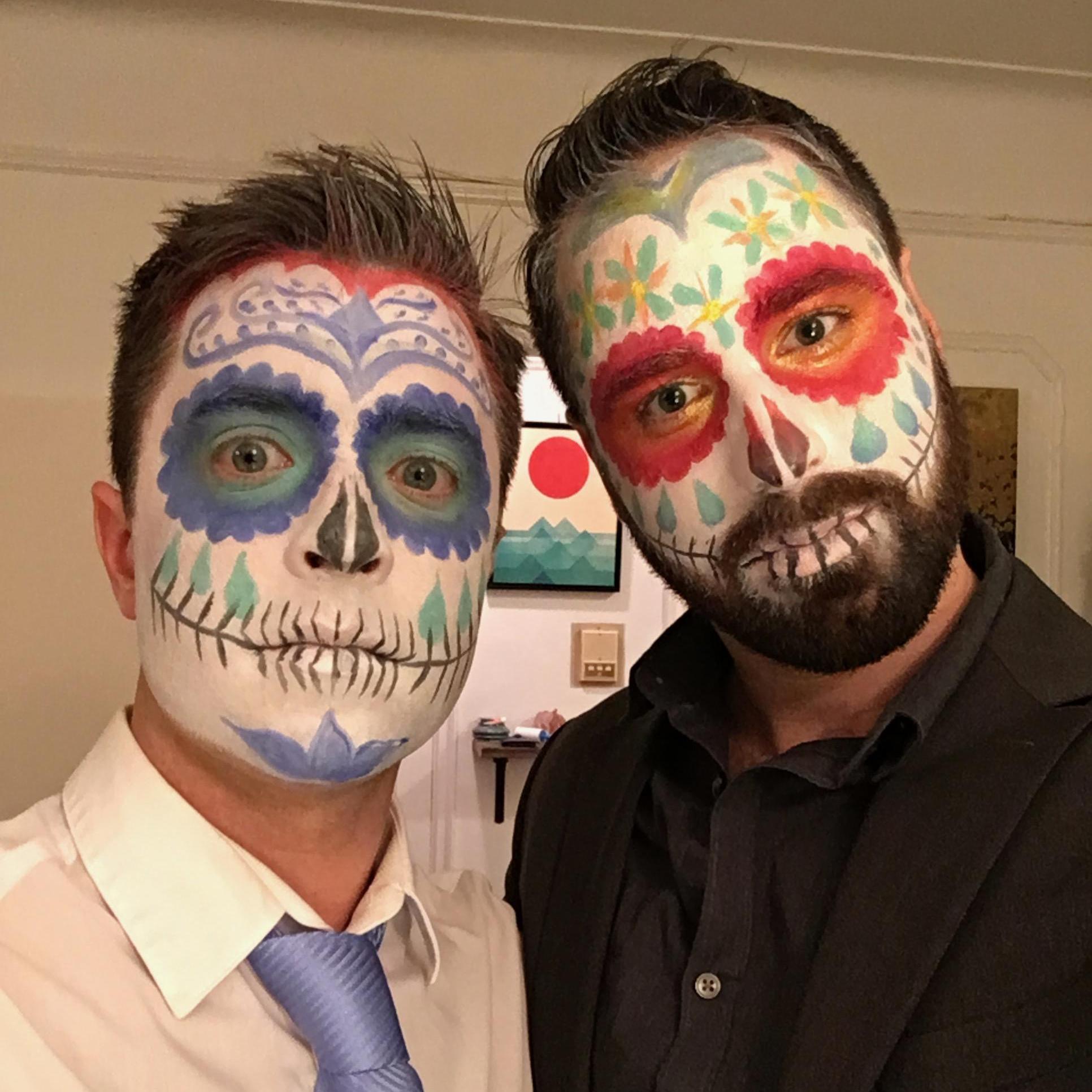 Halloween costume as Mexican candy skulls