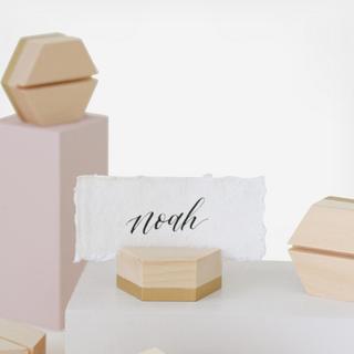Cedar Hexagon Place Card Holders, Set of 6