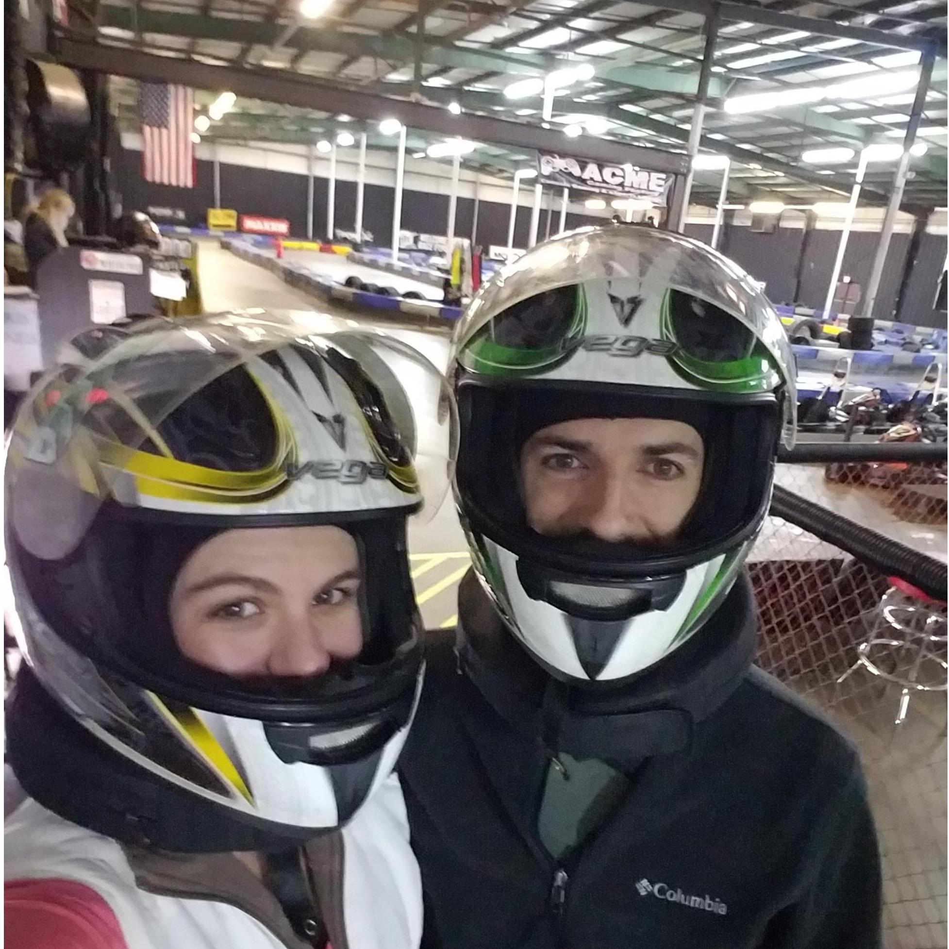 Happy birthday to me! Go cart racing for my birthday surprise.