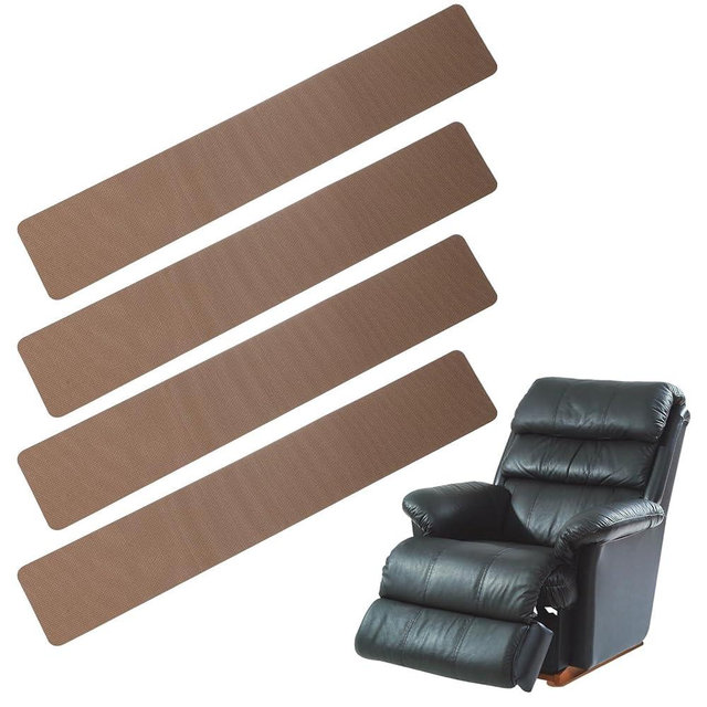 PATIKIL Rectangle Corner Anti-Slip Furniture Rail Pads 27x4x3, 4 Pcs Non-Skid Rubber Furniture Pads for Hardwood Floors Protector Grippers Pads Recliners Sofa Couches, Brown