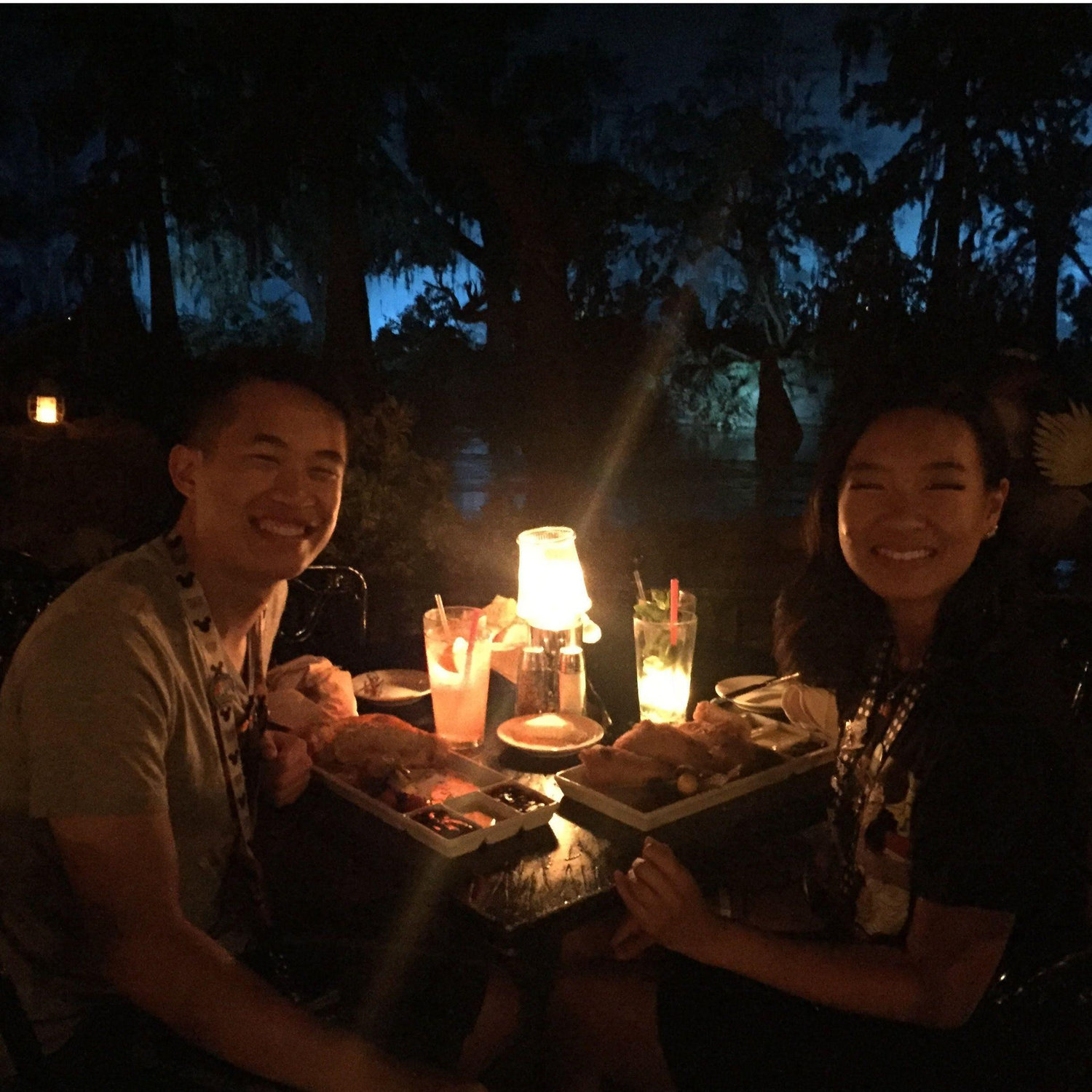 That time we ate at the iconic Blue Bayou in Disneyland and were lucky enough to get a table by the water!