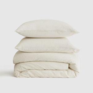 Organic Luxe Waffle Duvet Cover Set in Undyed