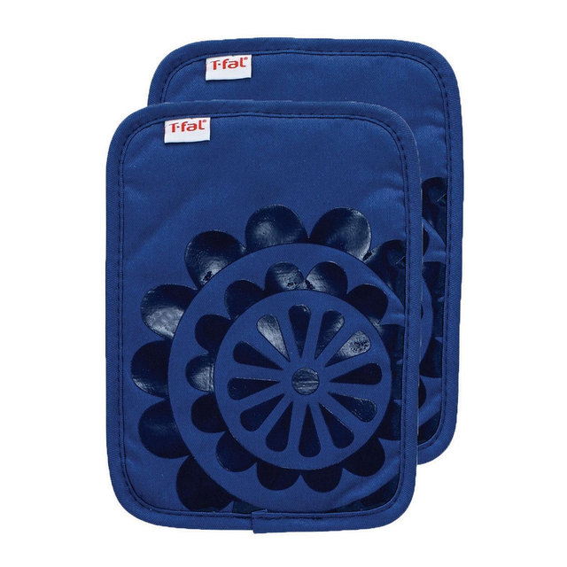 T-Fal Medallion Print Silicone and Cotton Twill Pot Holder, Set of 2