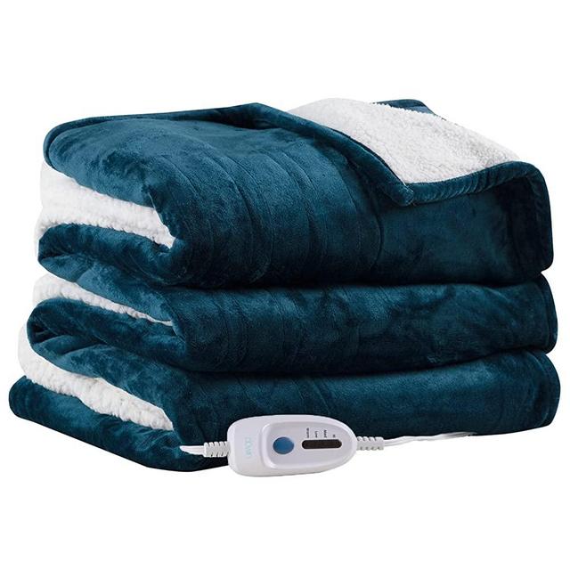 Dowin Electric Heated Blanket 4 Heating Levels & 10 Hours Auto Off Warming Heating Blanket Twin Size ETL Certification Machine Washable for Home Office Use 62"x84" Teal