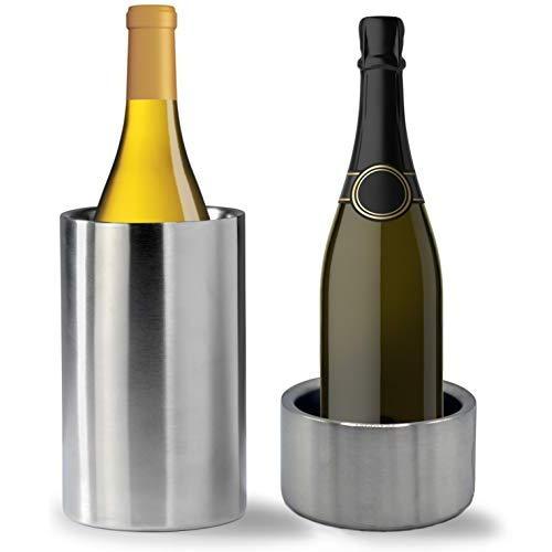 Tiger Chef Wine Bottle Chiller Cooler Set: Double Wall Stainless Steel Wine Cooler and Coaster Keep Wine at Perfect Temperature
