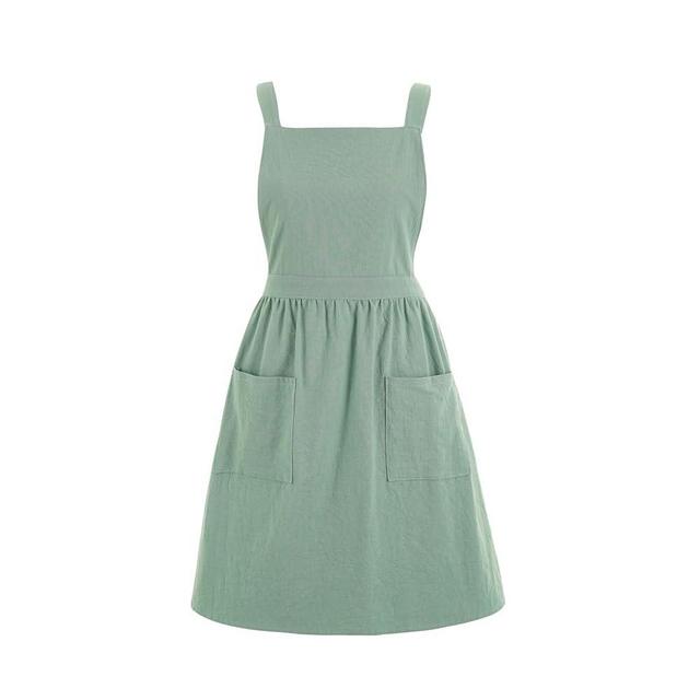 Pinknoke Cotton Linen Pinafore Apron Dress for Women with Pockets Cute Art Chef Aprons for Kitchen Baking Gardening Painting