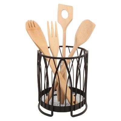 Twist Round Utensil Holder - Black