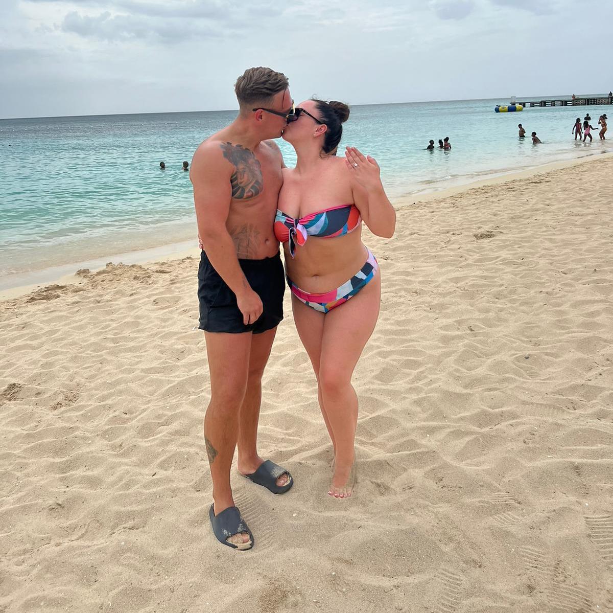 Spending time on the beach in Jamaica not long after being engaged
