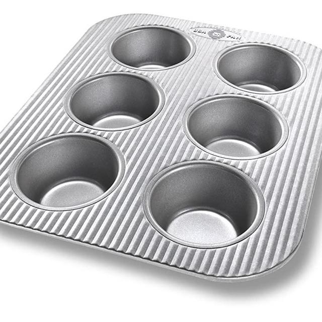 USA Pan Bakeware Toaster Oven Muffin Pan, 6 Well, Nonstick & Quick Release Coating, Made in the USA from Aluminized Steel