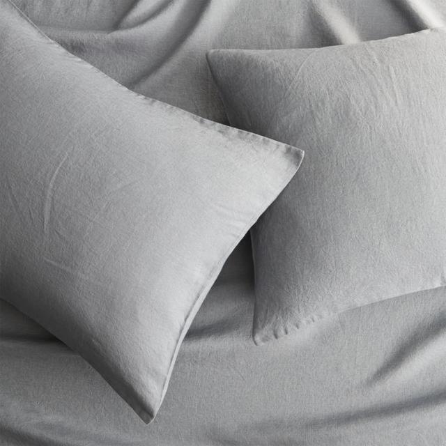 set of 2 linen cement standard pillowcases