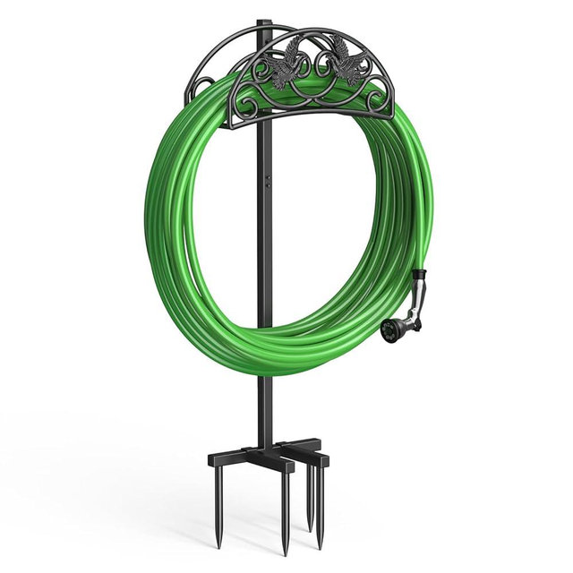 Keten Garden Hose Holder, Detachable Metal Water Hose Holder Stand, Heavy Duty Freestanding Garden Hose Reel Rack and Hose Storage Organizer for Outside Yard