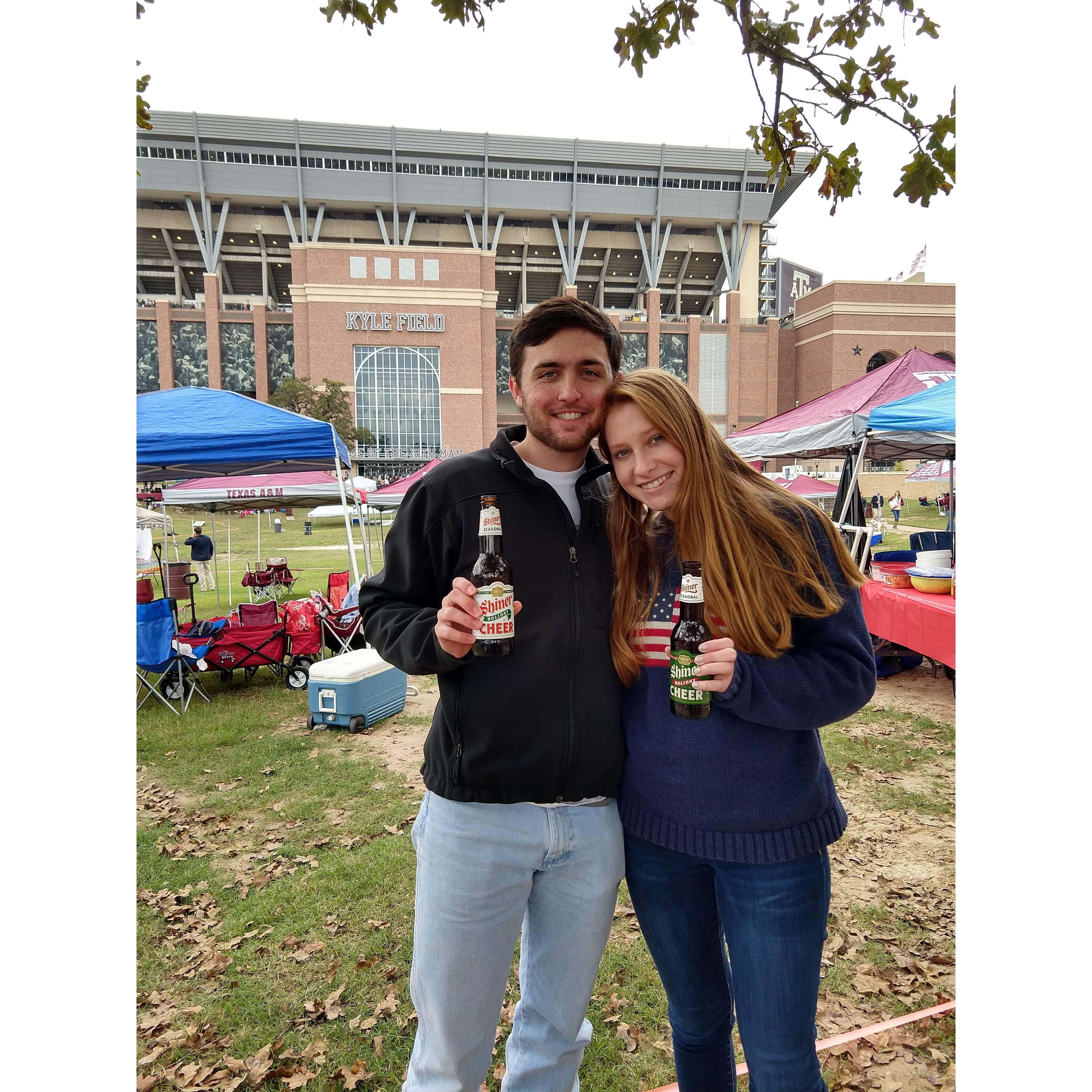 Nothing like an afternoon tailgating with Shiner Cheer and some Aggie Football :)