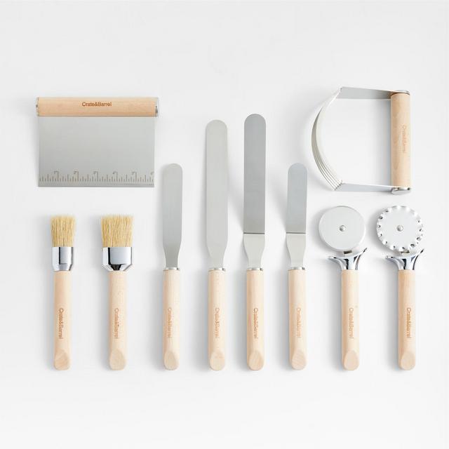 Crate & Barrel Beechwood 10-Piece Pastry Tools Set