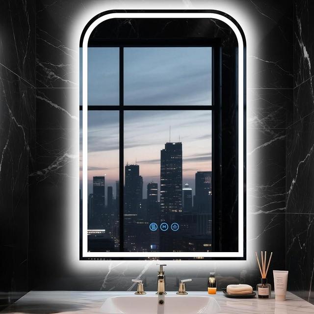 LED Bathroom Mirror, 24"x 36" LED Mirror with Lights for Bathroom, Lighted Vanity Mirrors for Wall, Anti-Fog, Dimmable, Tempered Glass, Memory Function, 3 Colors, Safe Use (White)