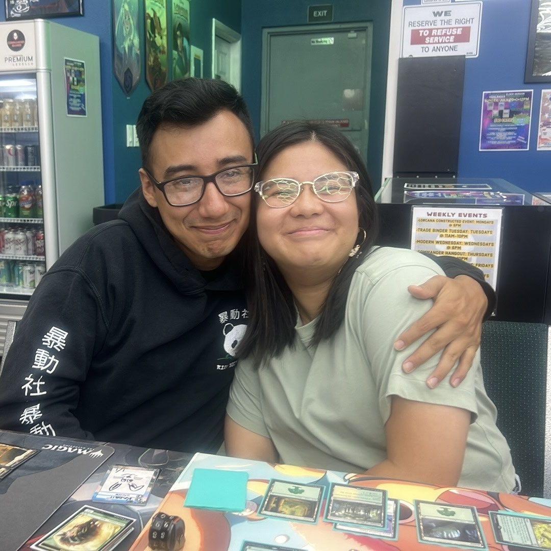 Our first picture together. Of course, Kris asked to go play Magic the Gathering as soon as I picked him up from the airport!