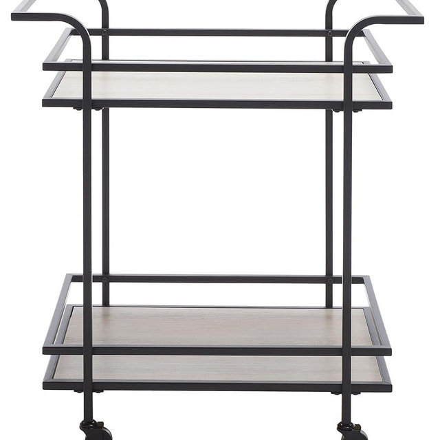 Safavieh Home Collection Lameris Matte Black/Grey 2-Tier Bart Cart with Handle