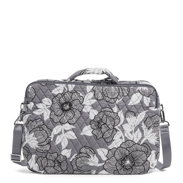 Vera Bradley Women's Outlet Cotton Laptop Workstation Crossbody Bag Moon Shadow Meadow