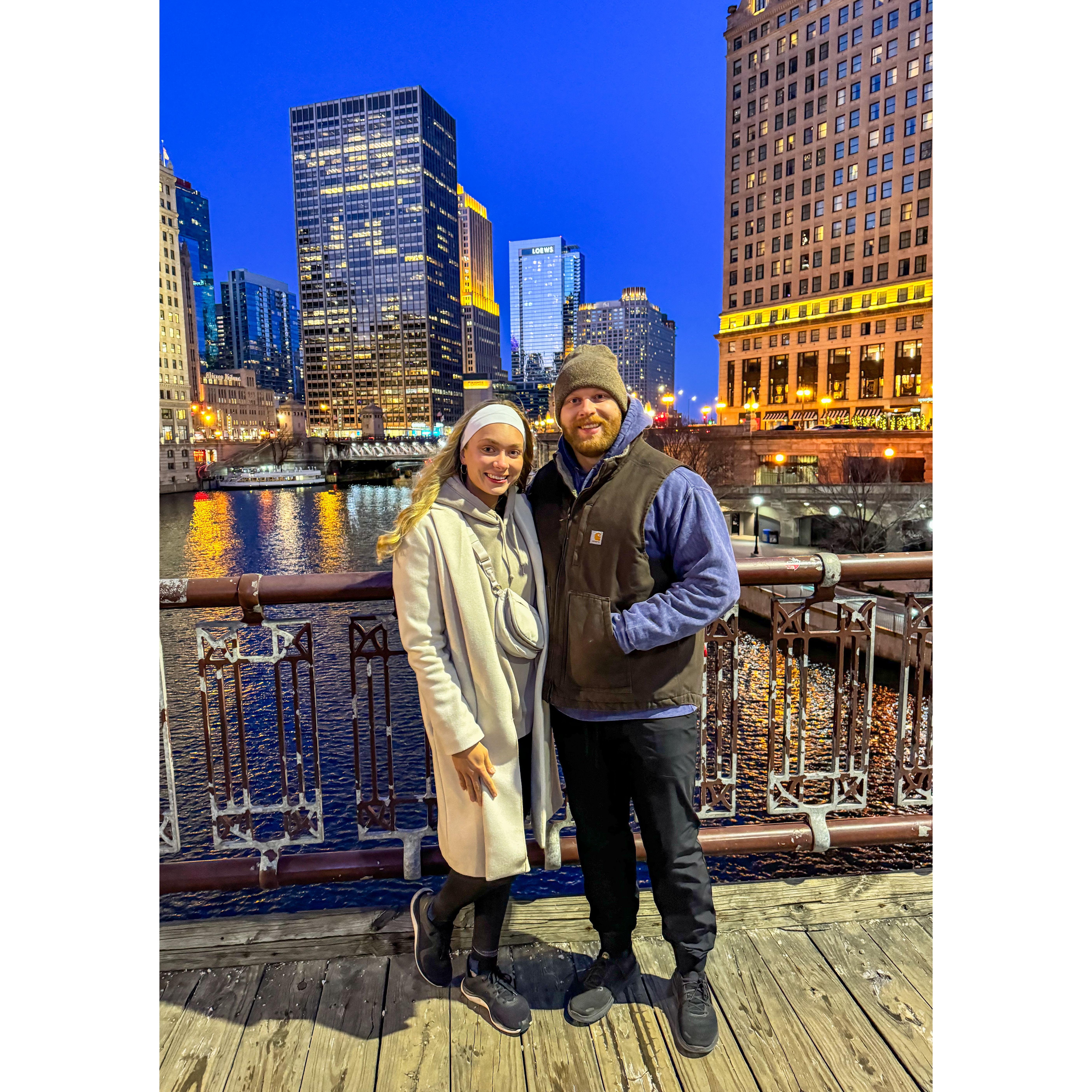 Anna and Adam’s last stop in the Windy City before Adam moved to Arizona—this was the night before they drove across the country in Adam’s truck, March 2024.