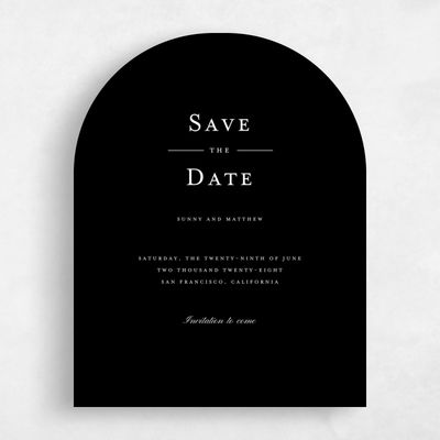 Black Arch Wedding Save the Date - Lucca Portrait