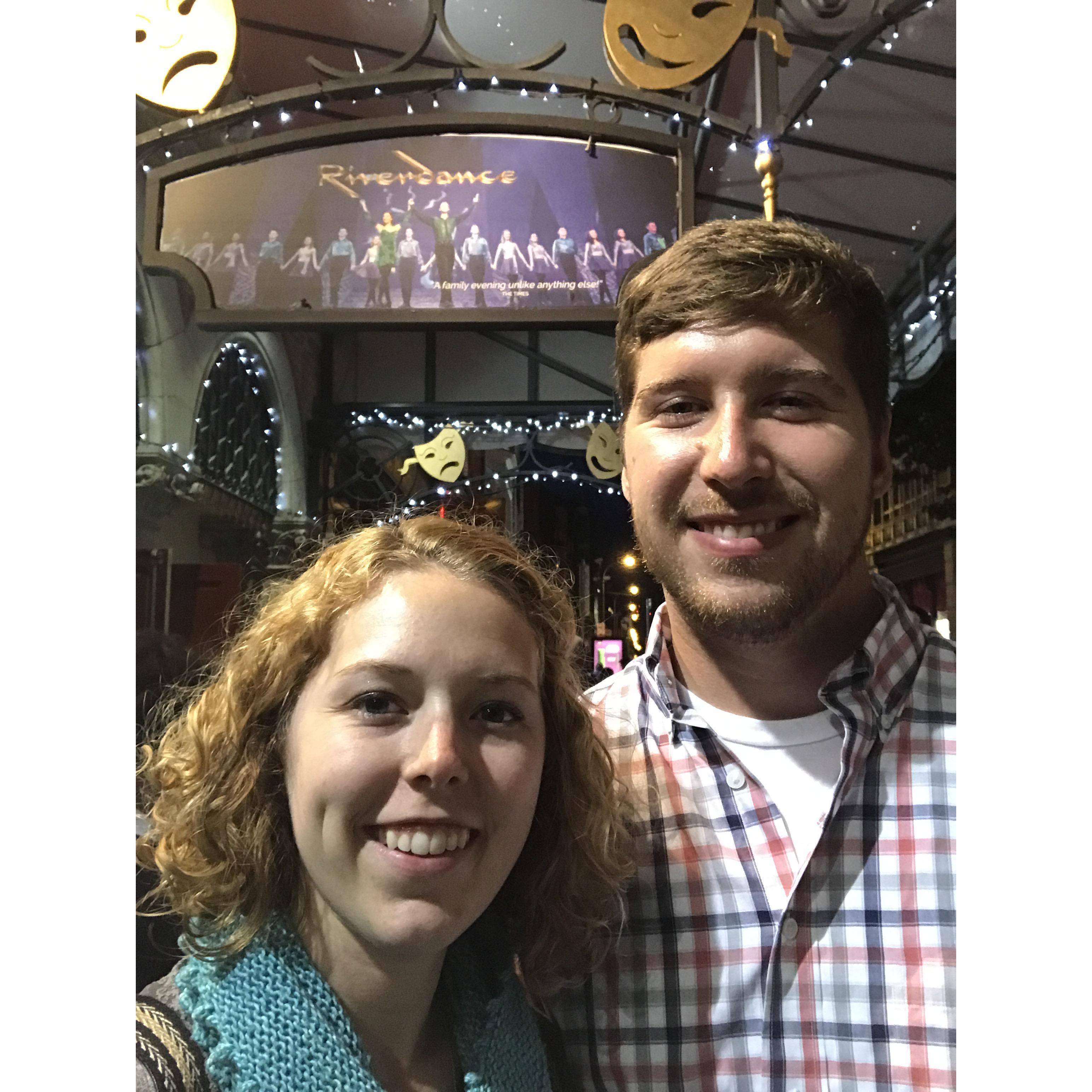 Lindsey took Chase to the Riverdance show in Dublin. What a great way to enjoy Irish music and dancing.